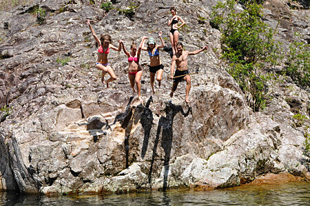 Jumping in at Behana Gorge